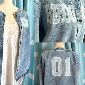 Acid washed Kroix 80s Brooklyn Jean baseball jersey - XL